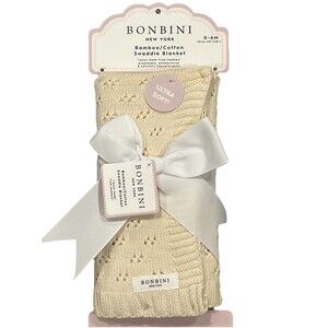 Bonbini Baby Blanket Rayon & Cotton Knitted Yellow Unisex New